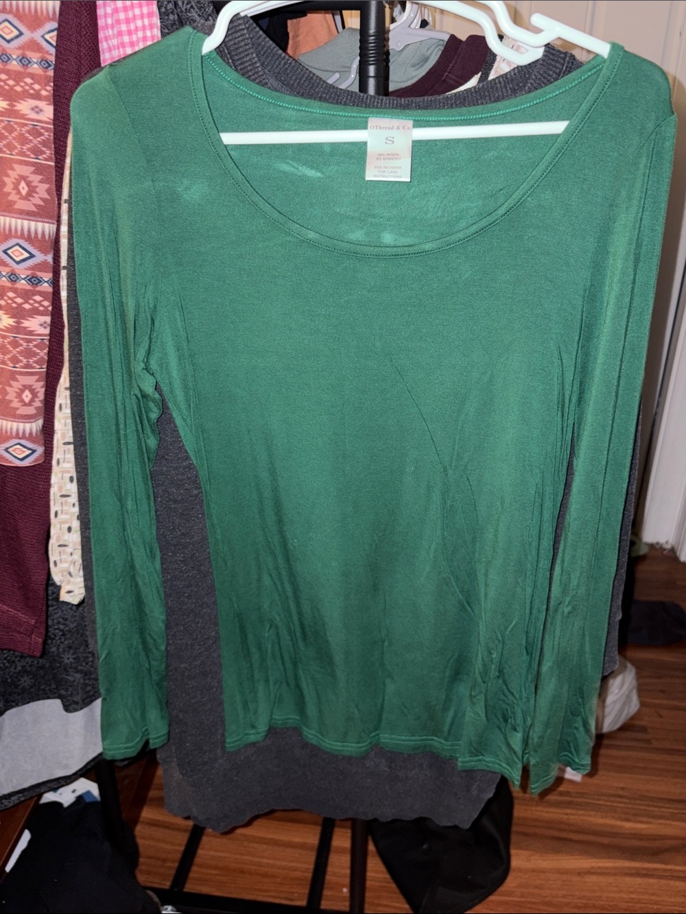 Forest Green Scoop Neck Long Sleeve Tee
